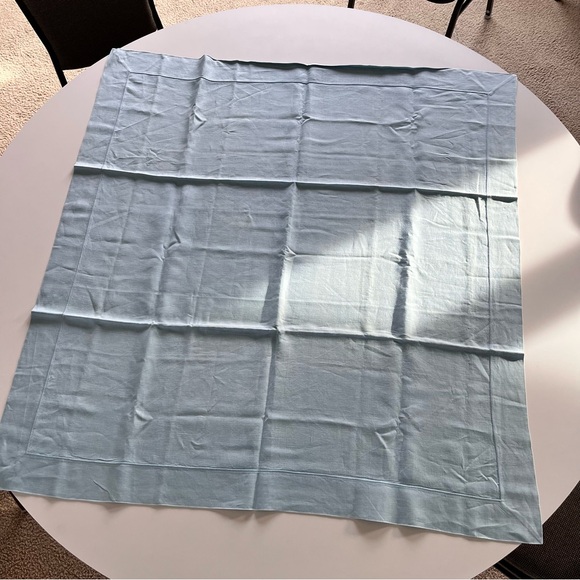 Vintage Solid Blue Color Cotton Tablecloth Approximately 42 x 44 - Picture 12 of 15